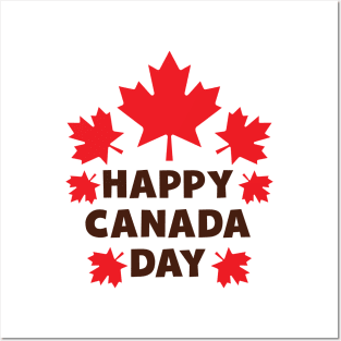 Happy Canada Day, Holiday, Maple Leaves, Red Posters and Art